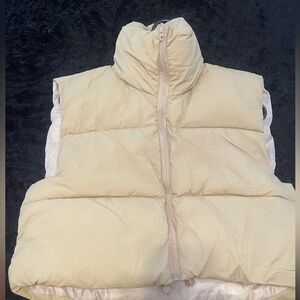 Cream Crop Puffer Vest